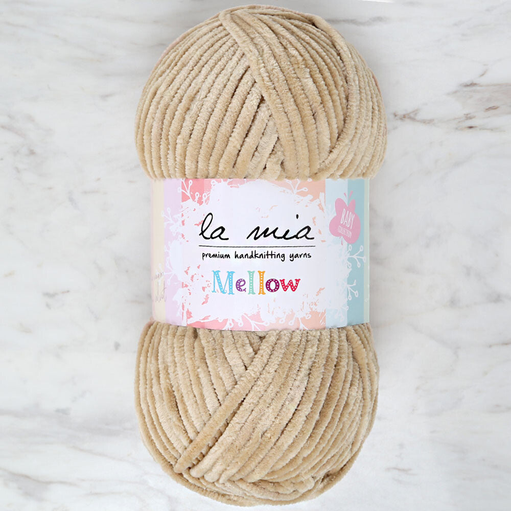 La Mia Mellow Chenille Yarn, Beige - 908