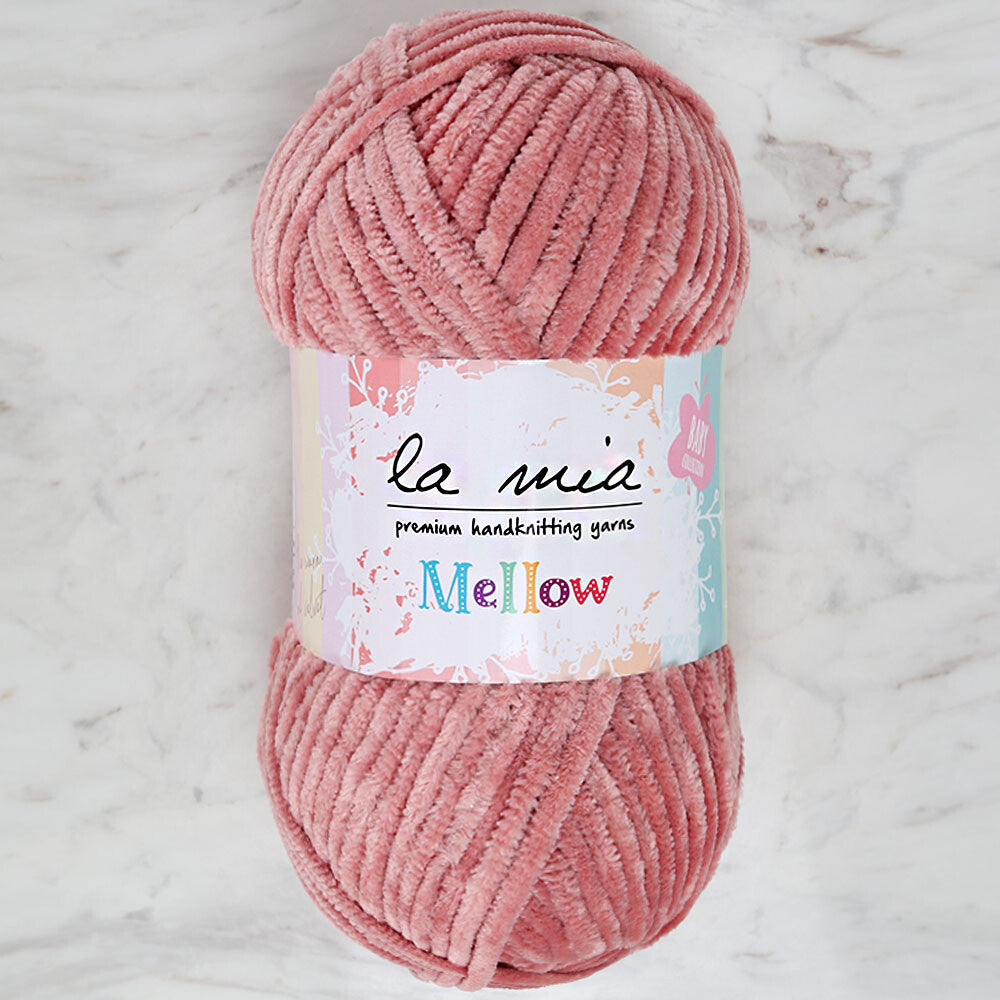 La Mia Mellow Chenille Yarn, Powder Pink - 939