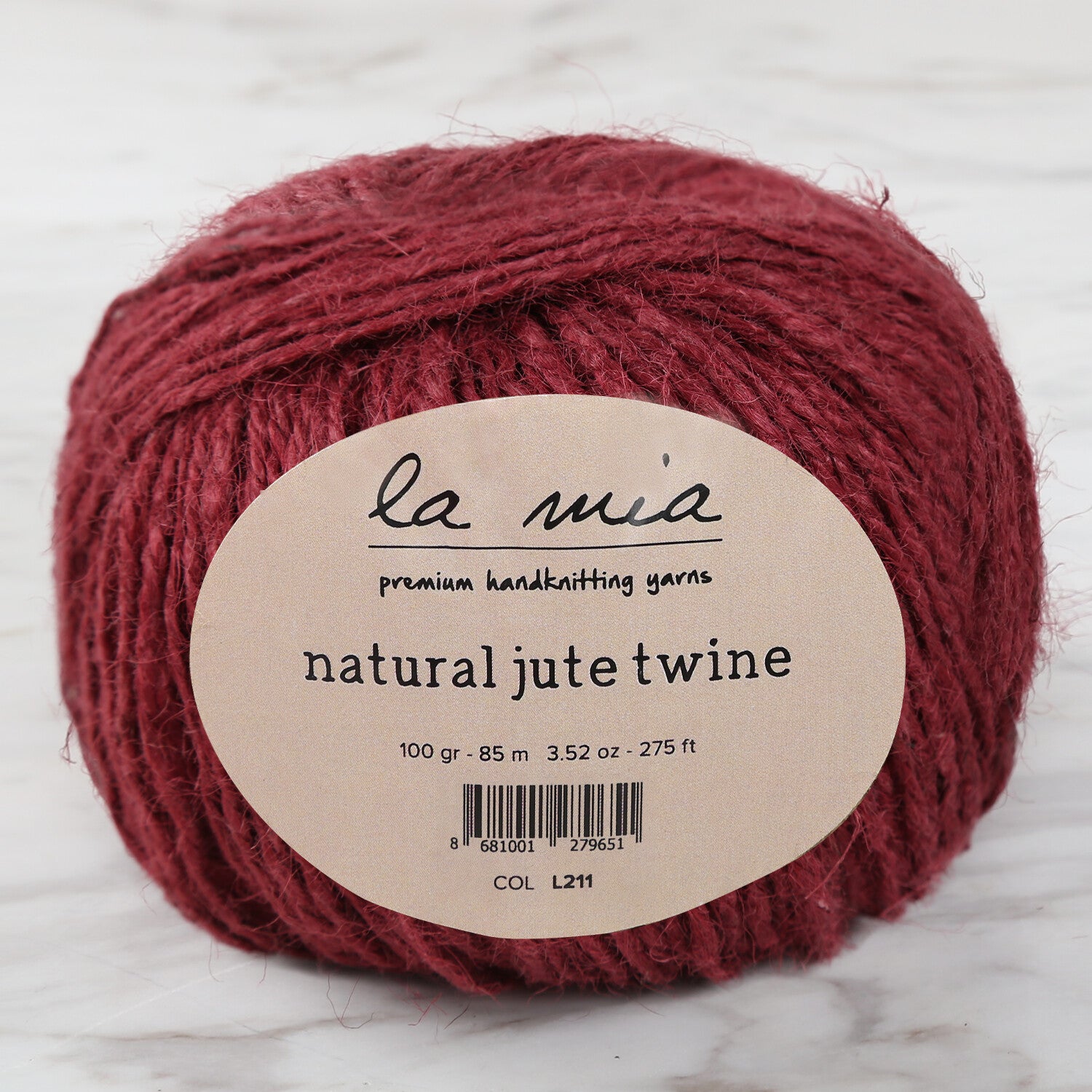 La Mia Natural Jute Twine (100 g), Plum