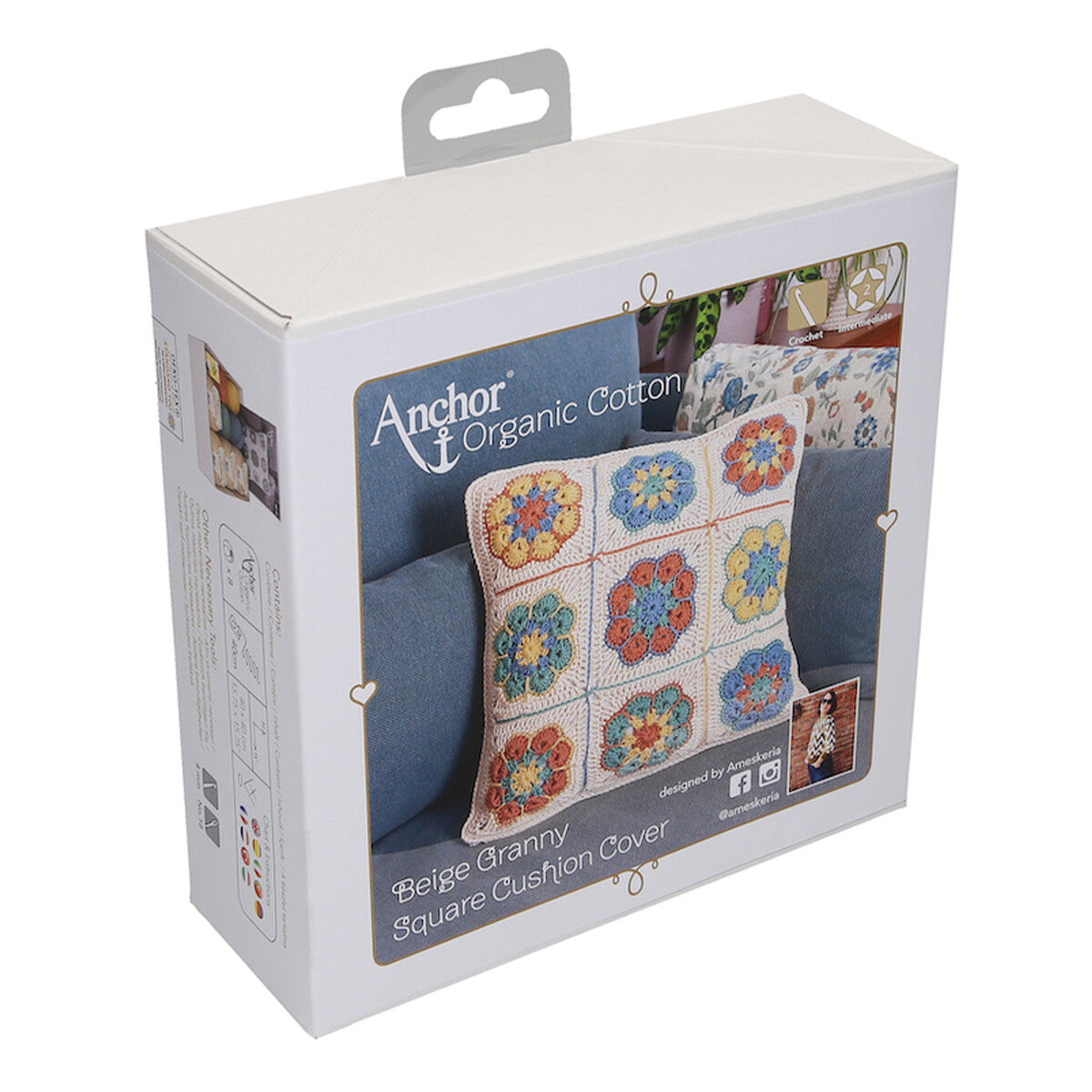Anchor Organic Cotton Cushion Kit,  Granny Square - Art:A28G001-09061