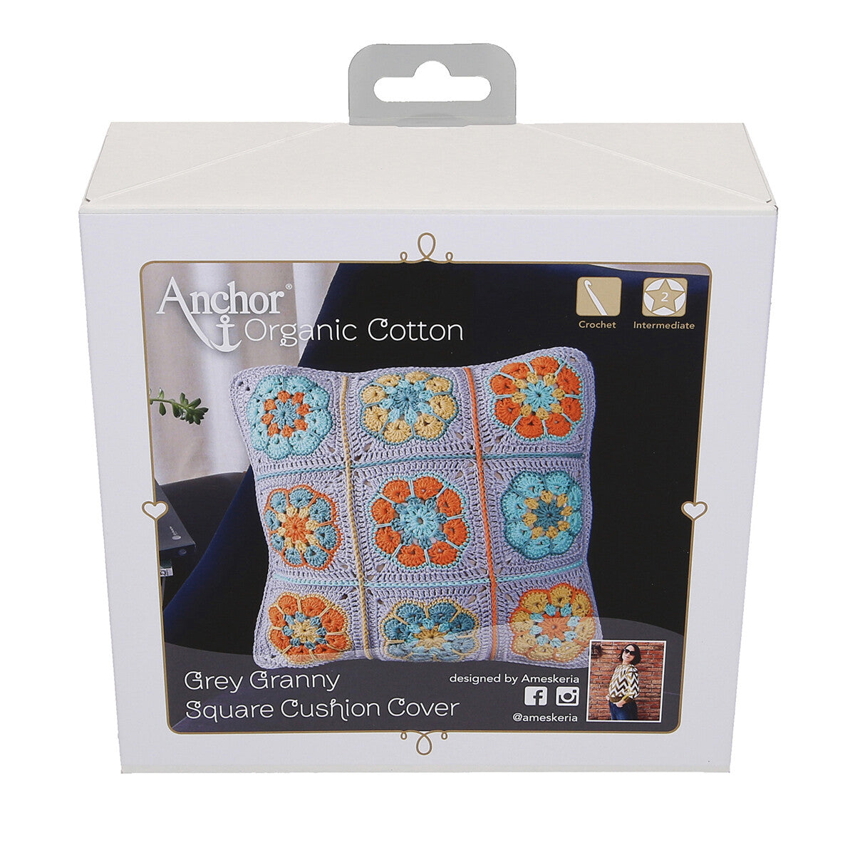 Anchor Organic Cotton Cushion Kit, Granny Square - Art:A28G001-09063