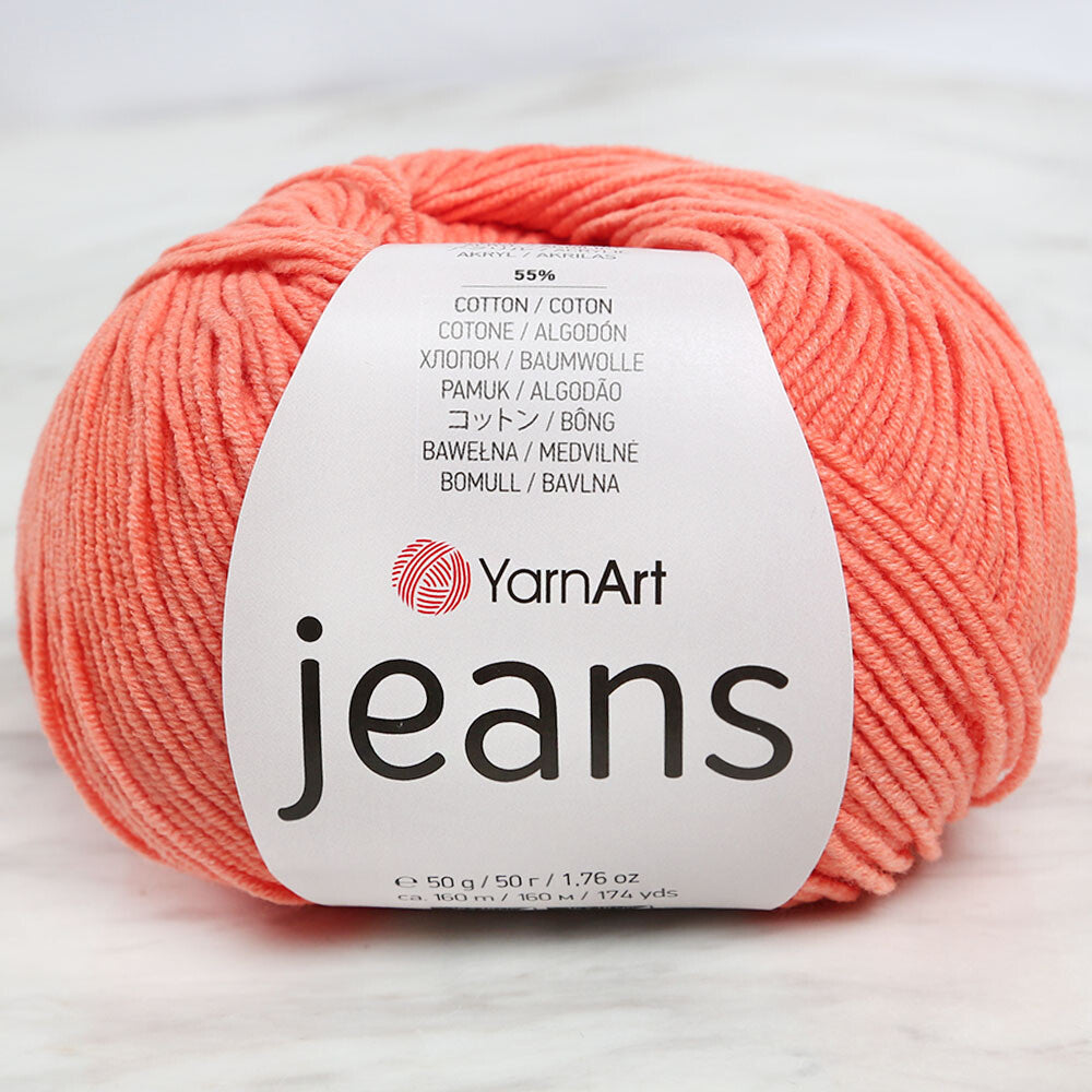 YarnArt Jeans Knitting Yarn, Orange - 23