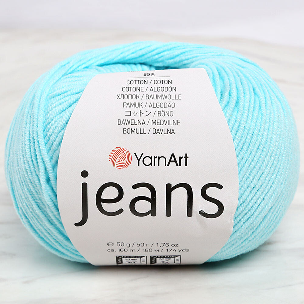 YarnArt Jeans Knitting Yarn, Cyan - 76