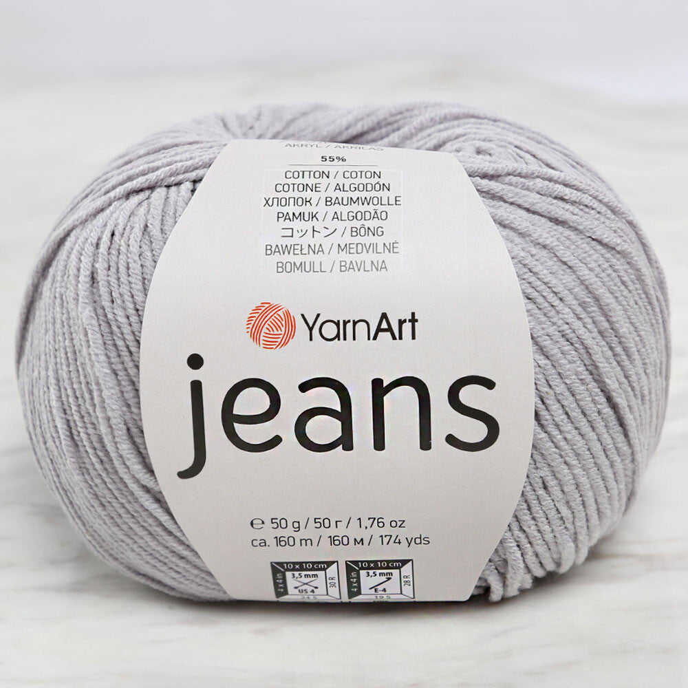 YarnArt Jeans Knitting Yarn, Grey - 80