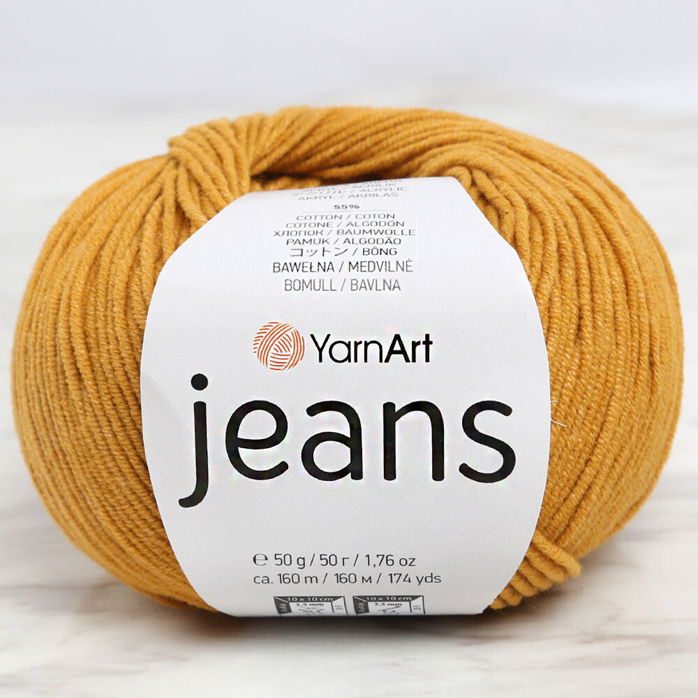 YarnArt Jeans Knitting Yarn, Mustard Yellow - 84