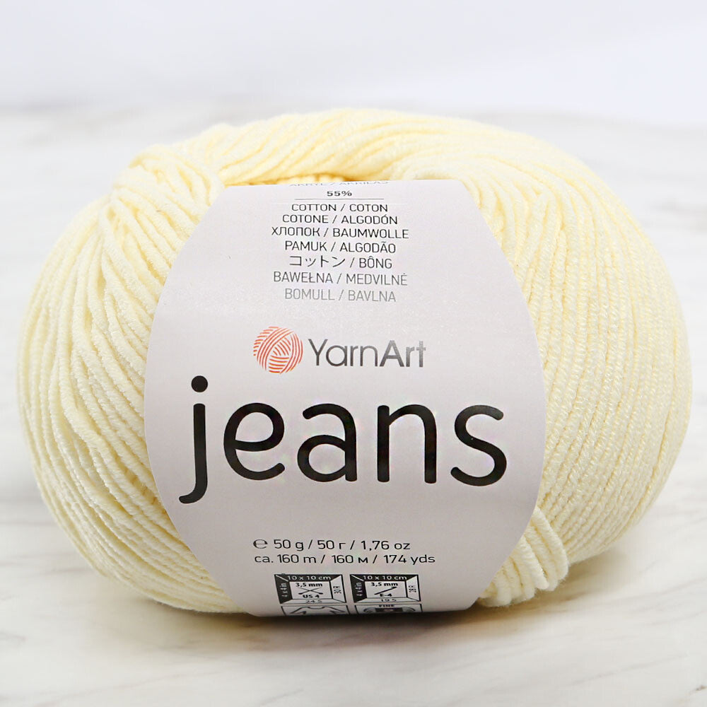 YarnArt Jeans Knitting Yarn, Baby Yellow - 86