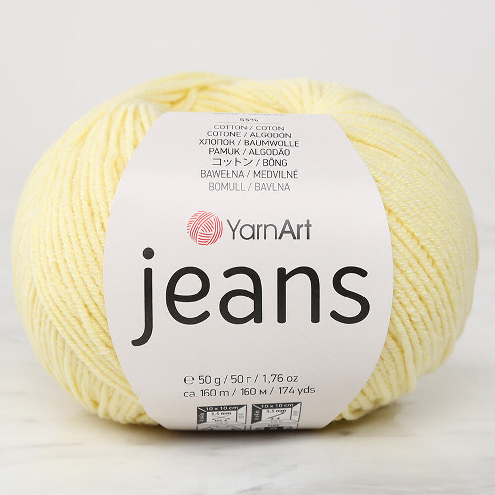 YarnArt Jeans Knitting Yarn, Baby Yellow - 67