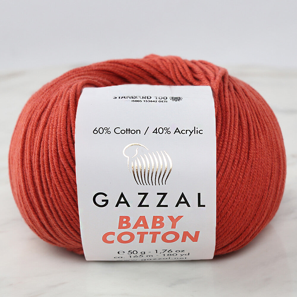 Gazzal Baby Cotton Knitting Yarn, Cinnamon - 3453