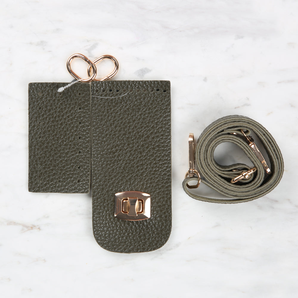 Knitted Base, Clip Phone Set 6.5x14 cm Khaki BA-0058