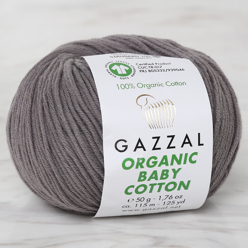 Gazzal Organic Baby Cotton Yarn, Grey - 435