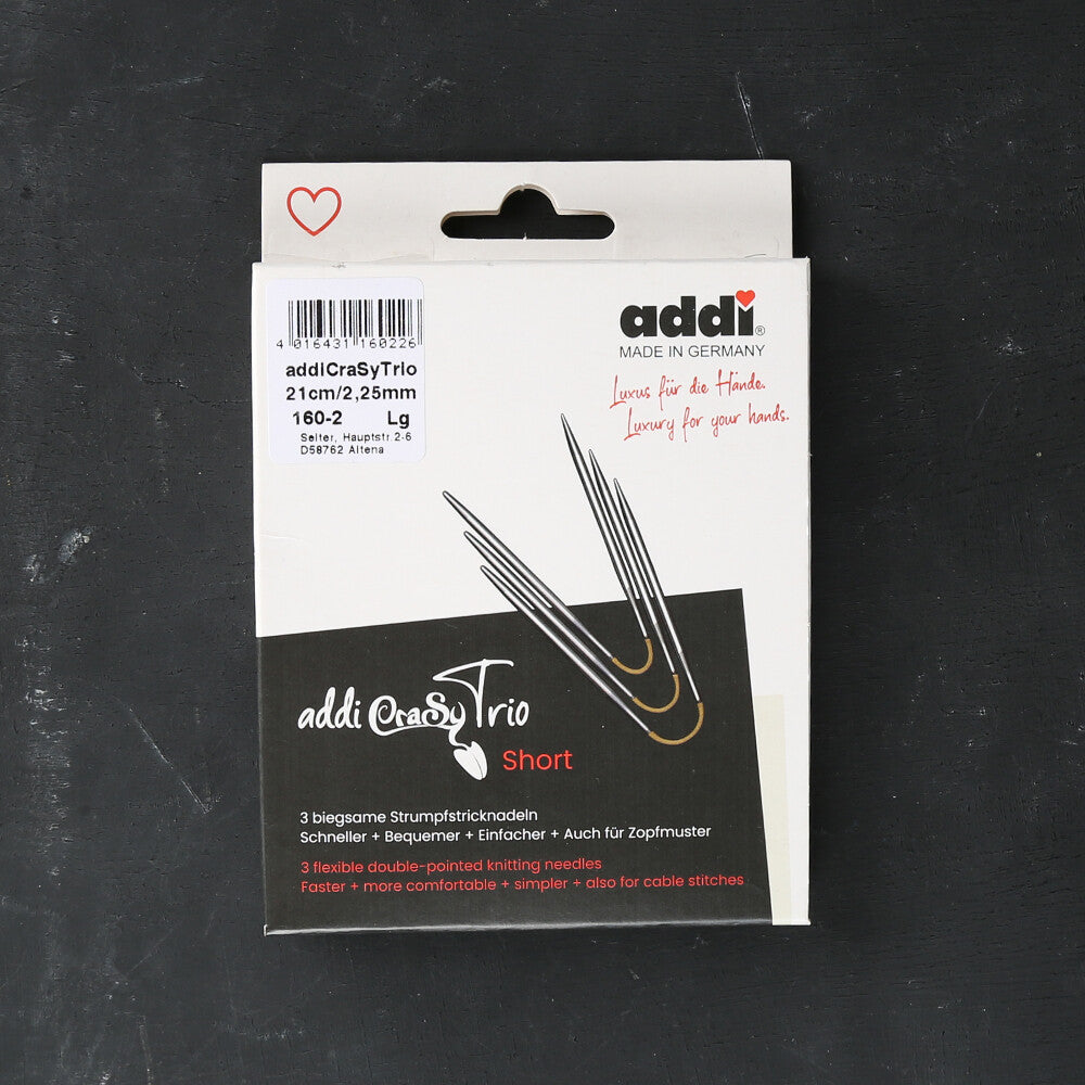 Addi CrasyTrio 2.25 Mm 21 Cm Flexible Sock Knitting Needles, Set of 3 - 160-2