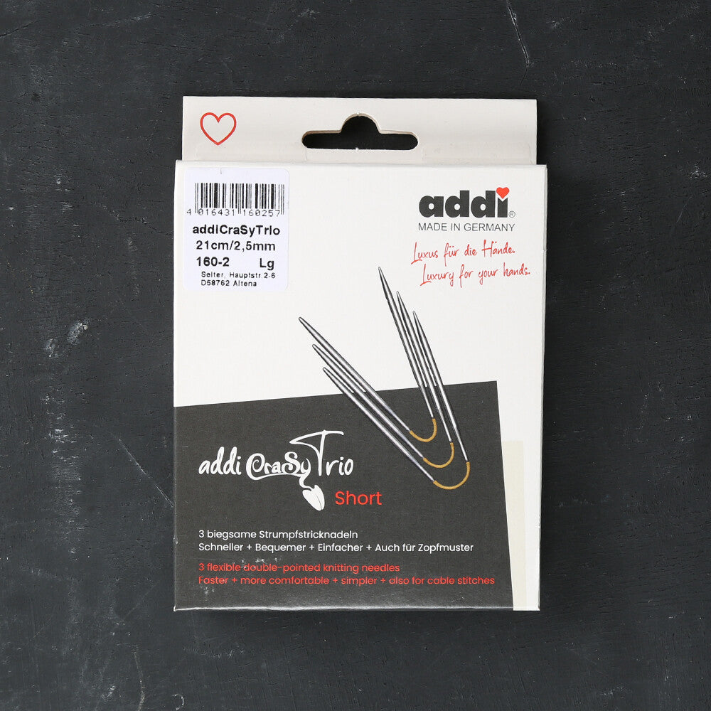 Addi CrasyTrio 2.5 Mm 21 Cm Flexible Sock Knitting Needles, Set of 3 - 160-2