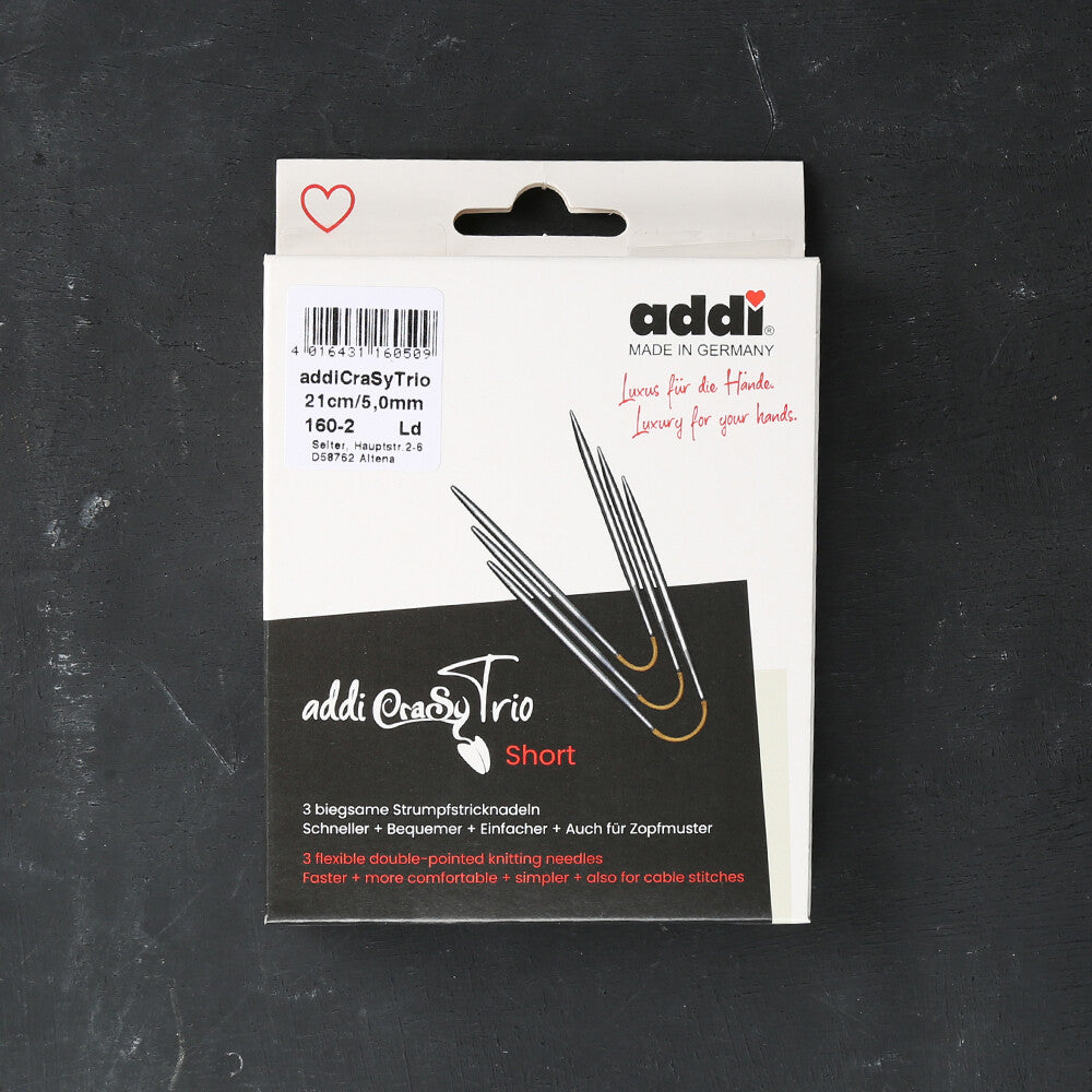 Addi CrasyTrio 5 Mm 21 Cm Flexible Sock Knitting Needles, Set of 3 - 160-2