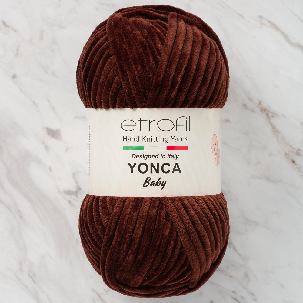 Etrofil Yonca Chenille Yarn, Brown - 70704