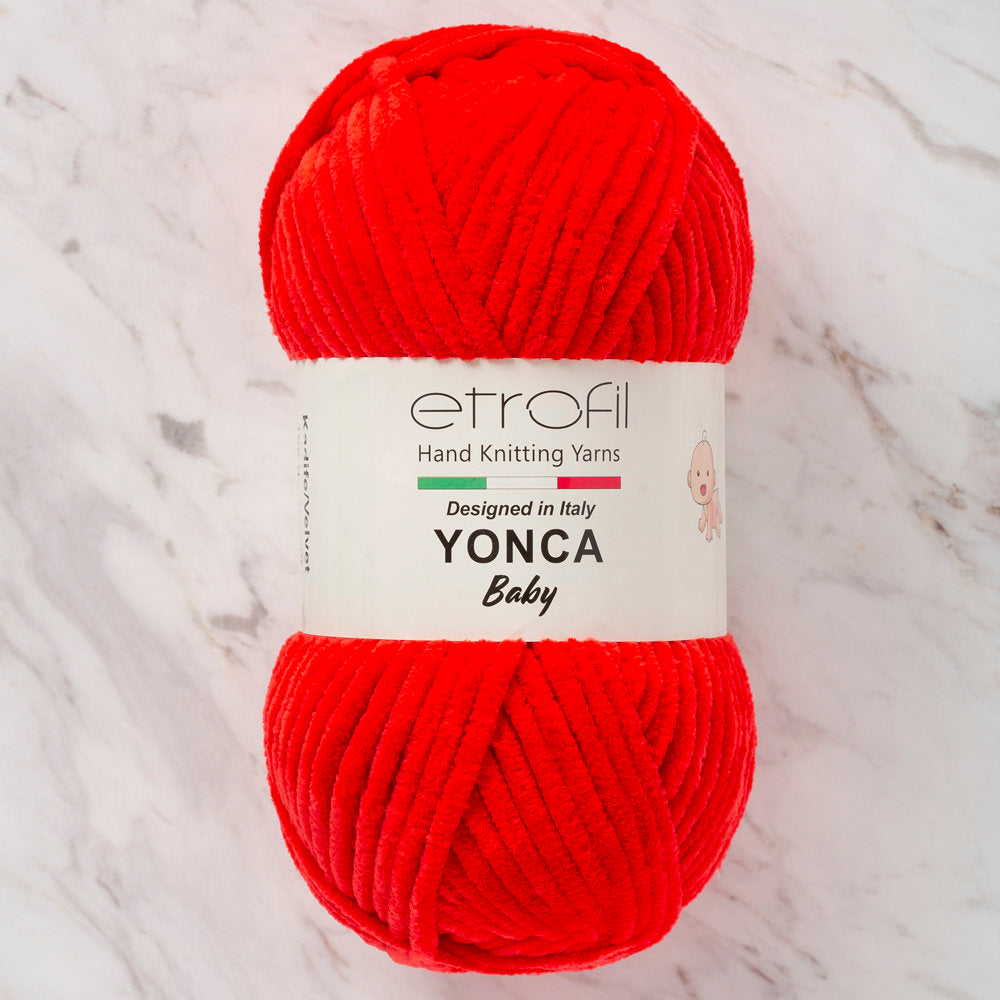 Etrofil Yonca Chenille Yarn, Red - 70321