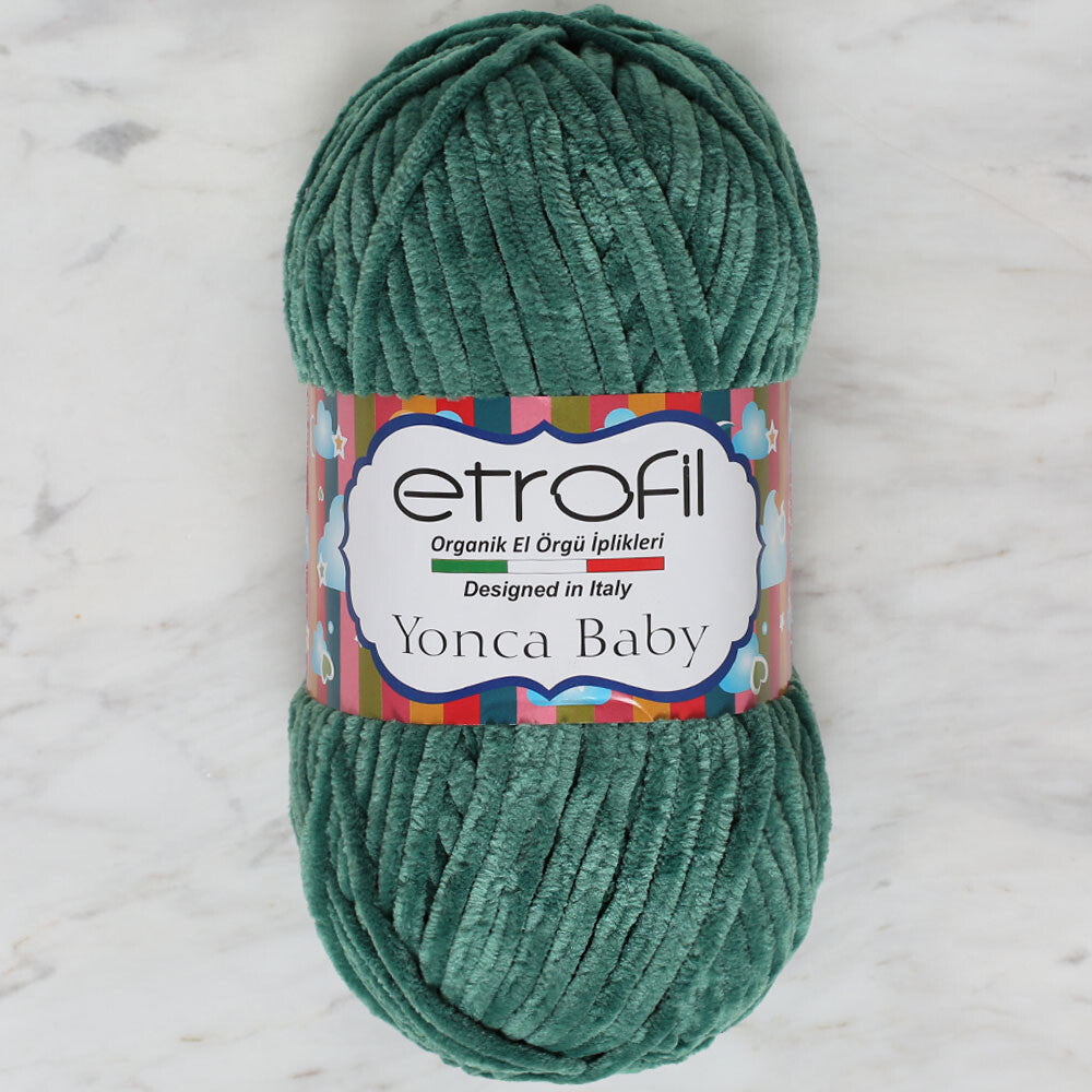 Etrofil Yonca Chenille Yarn, Green - 70476