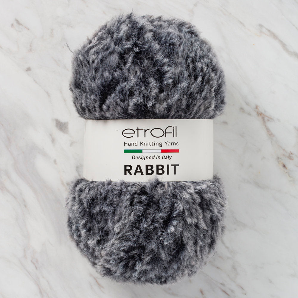 Etrofil Rabbit Fur Yarn, Navy Blue/White - 70548