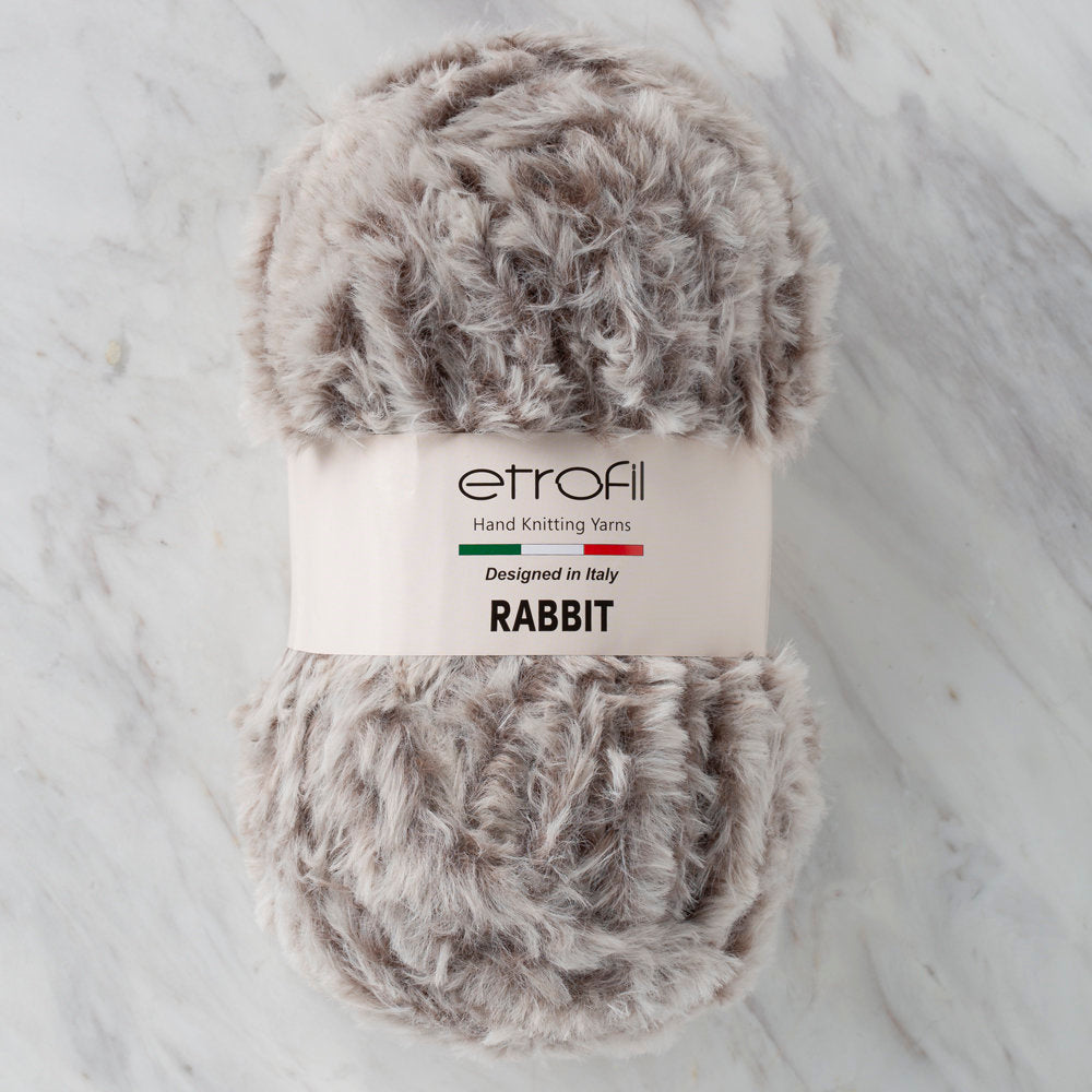 Etrofil Rabbit Fur Yarn, Brown/White - 70719