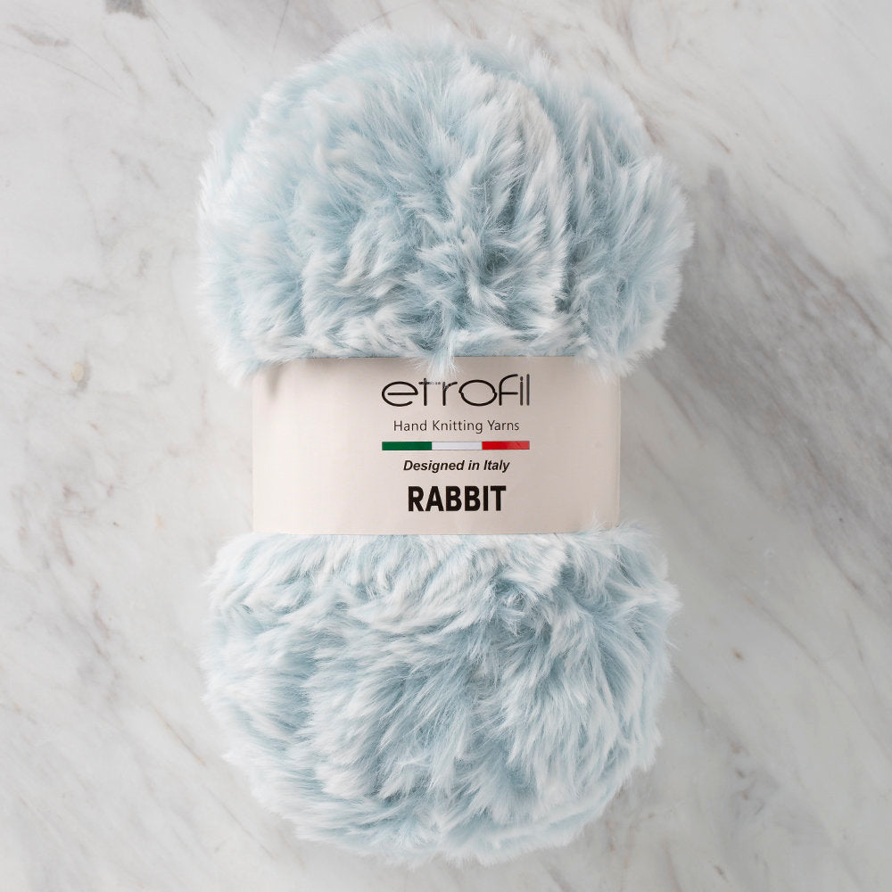 Etrofil Rabbit Fur Yarn, Blue/White - 70552