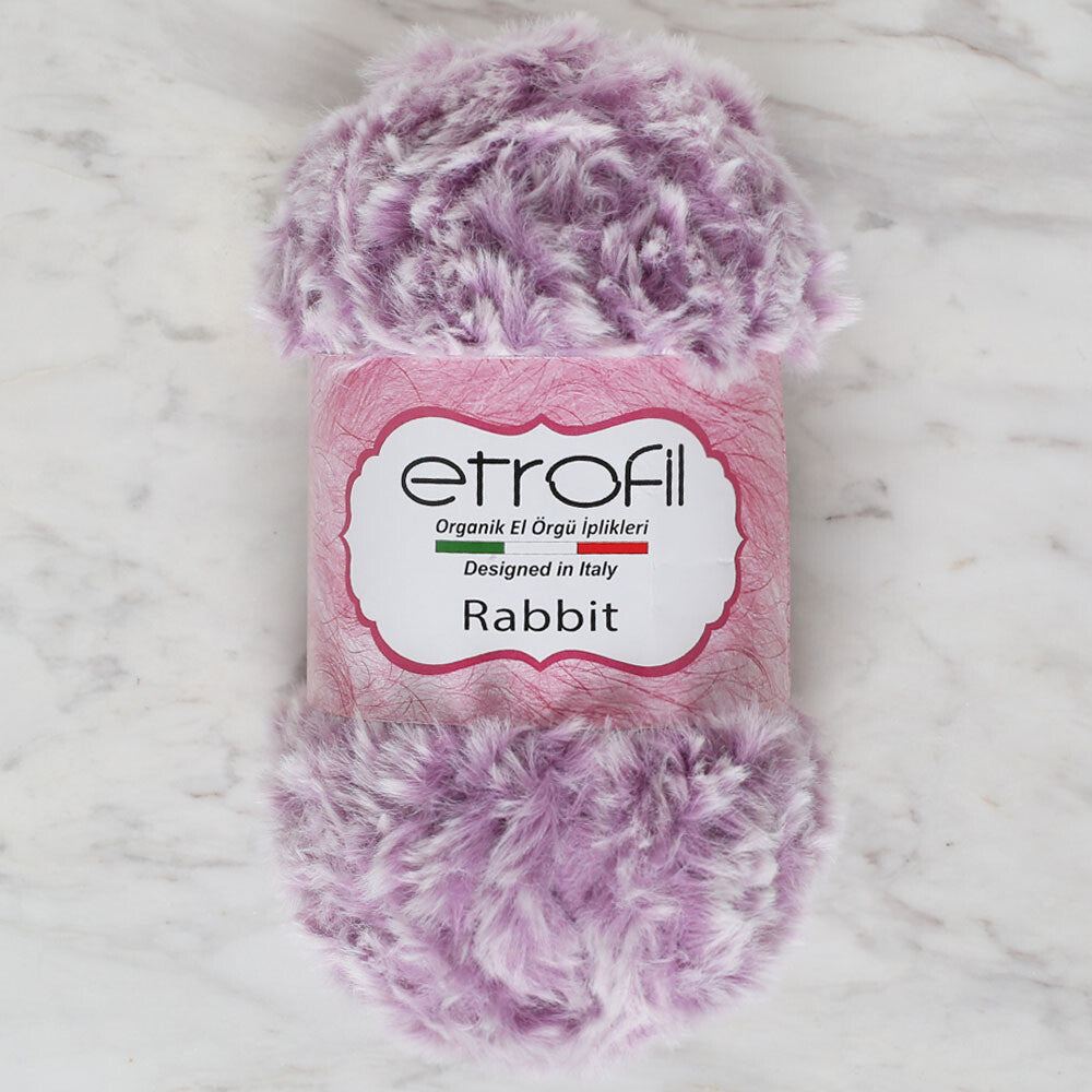 Etrofil Rabbit Fur Yarn, Lilac/White - 70684