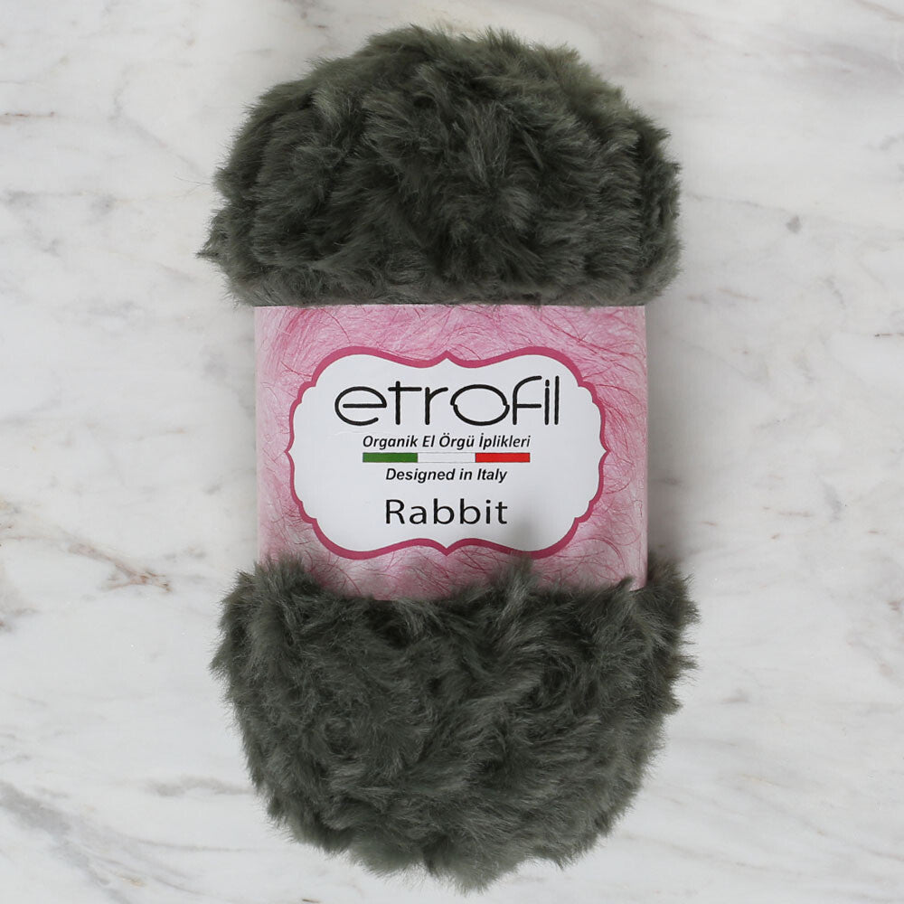 Real Rabbit Fur Yarn Etrofil Rabbit Fur Yarn, Dark Green - 74043
