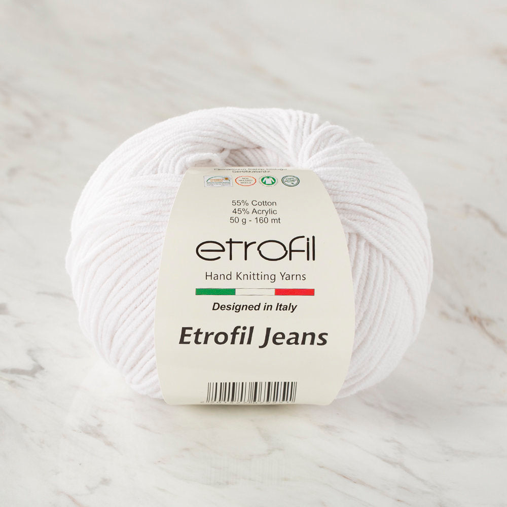 Etrofil Jeans Knitting Yarn, White - 027