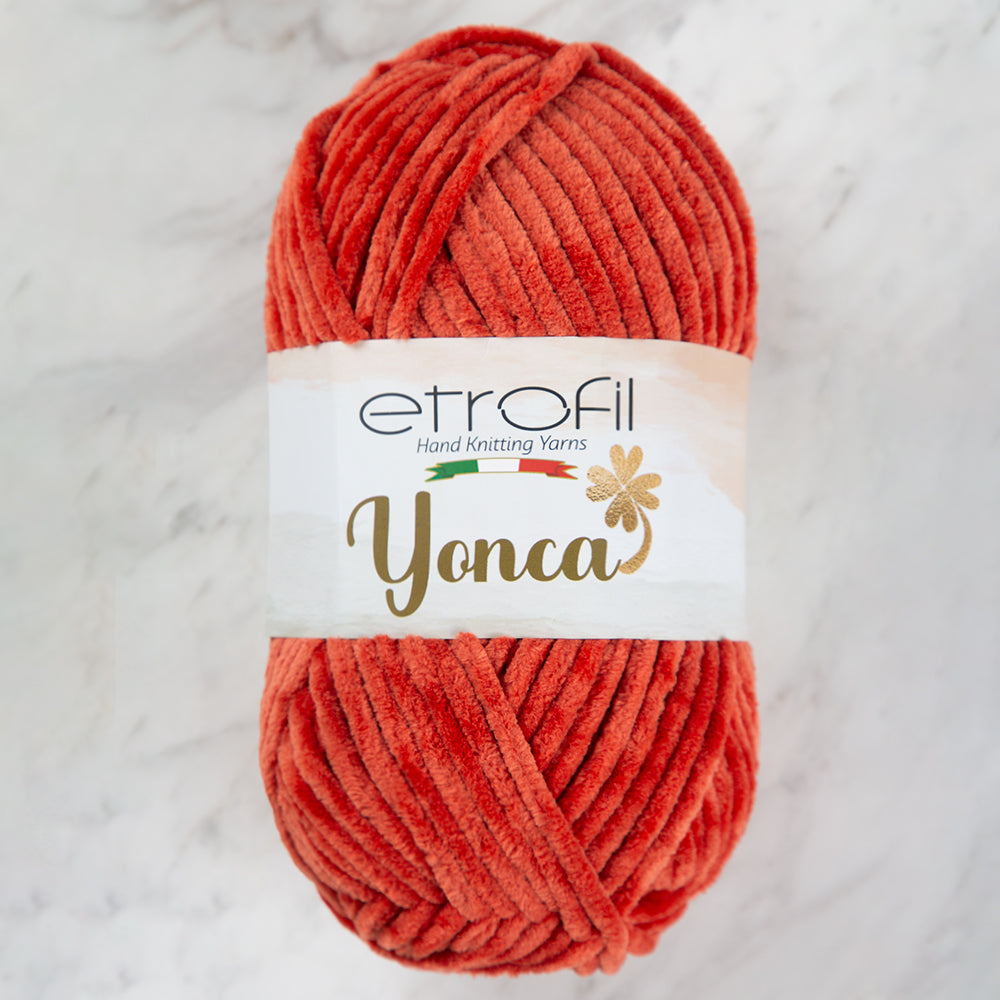Etrofil Yonca Chenille Yarn, Orange - 72205