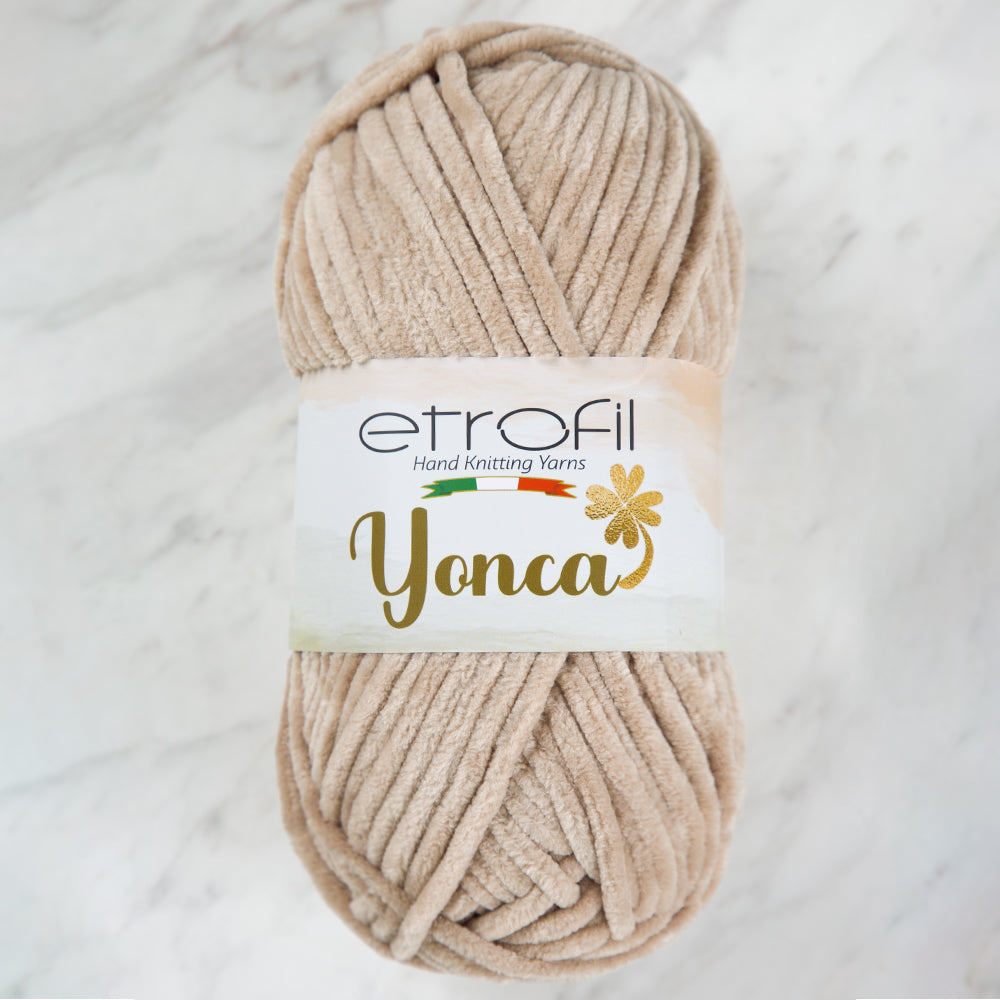 Etrofil Yonca Chenille Yarn, Beige -77180