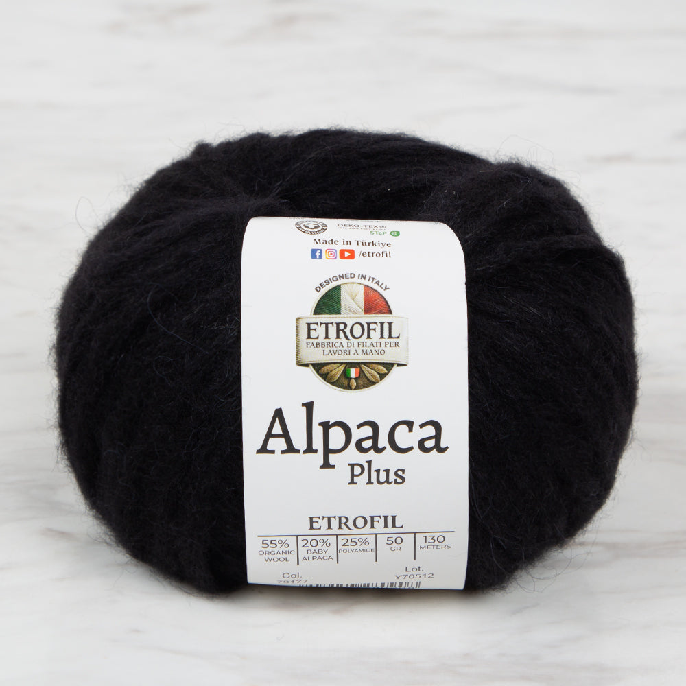 Etrofil Alpaca Plus Hand Knitting Yarn, Black - 79177