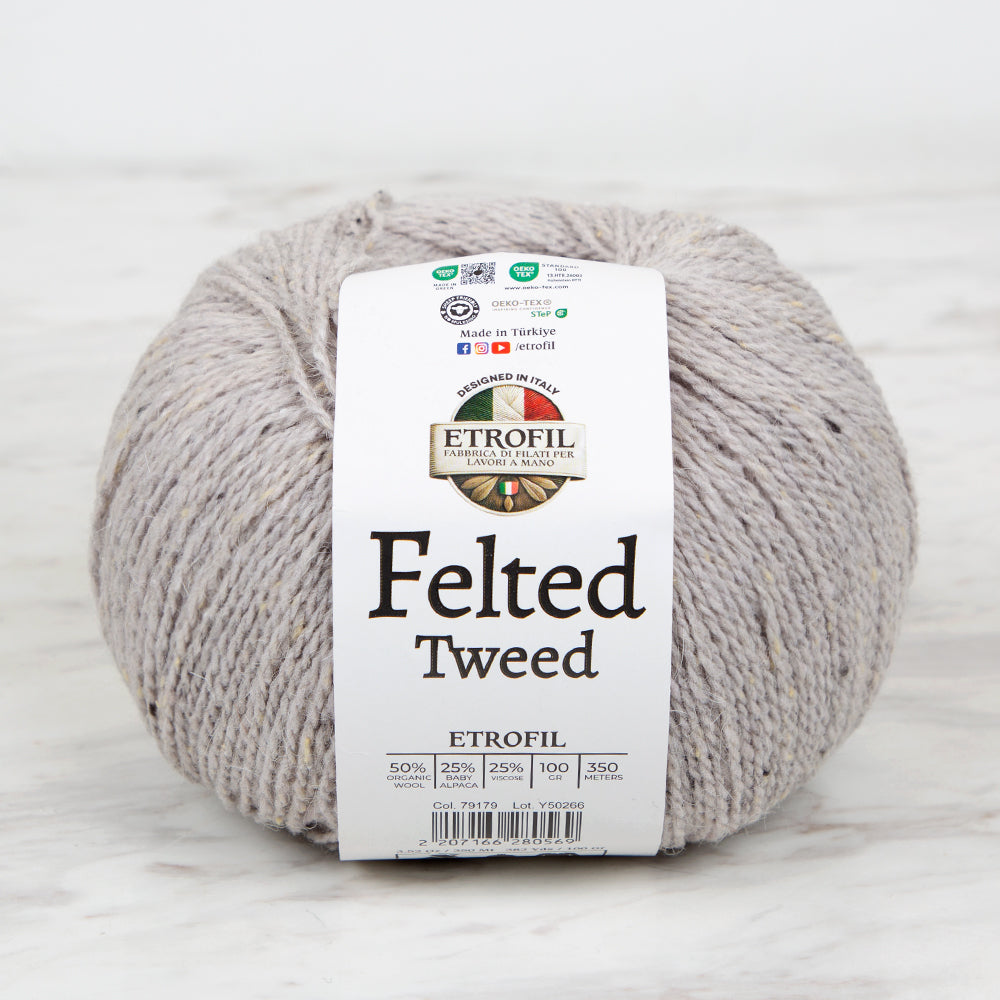 Etrofil Felted Tweed Hand Knitting Yarn , Gray -  79179