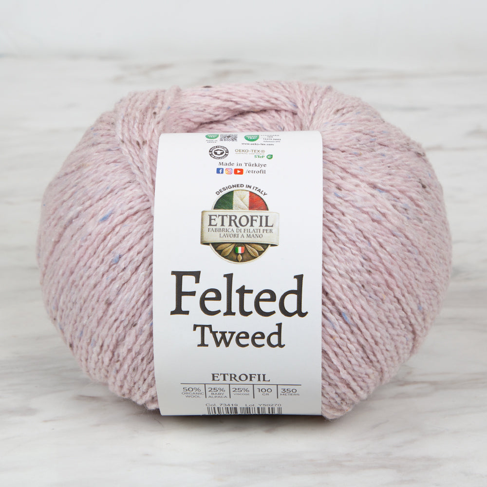Etrofil Felted Tweed Hand Knitting Yarn , Powder - 73419