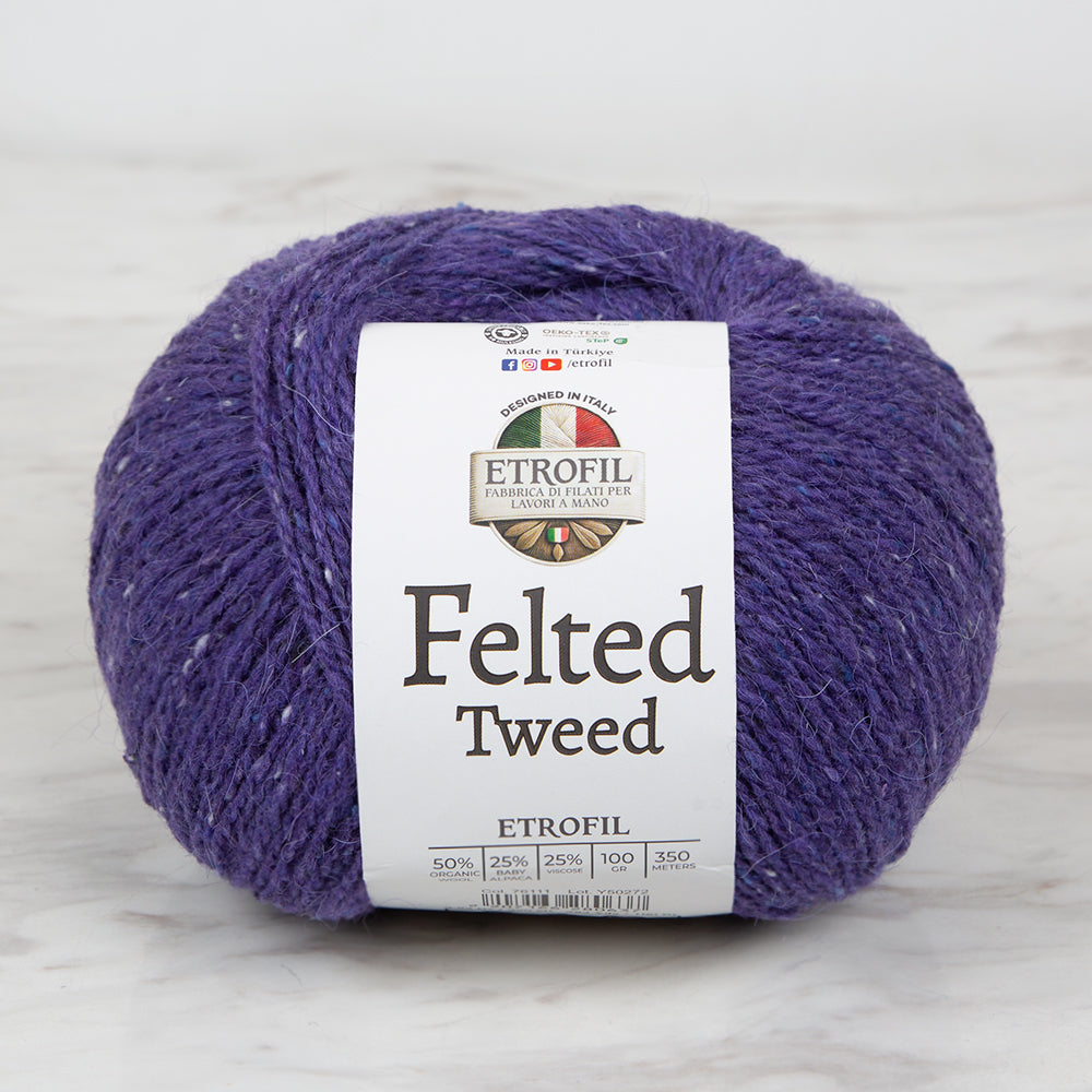 Etrofil Felted Tweed Hand Knitting Yarn , Purple - 76111