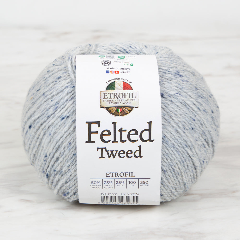 Etrofil Felted Tweed Hand Knitting Yarn , Gray - 71068