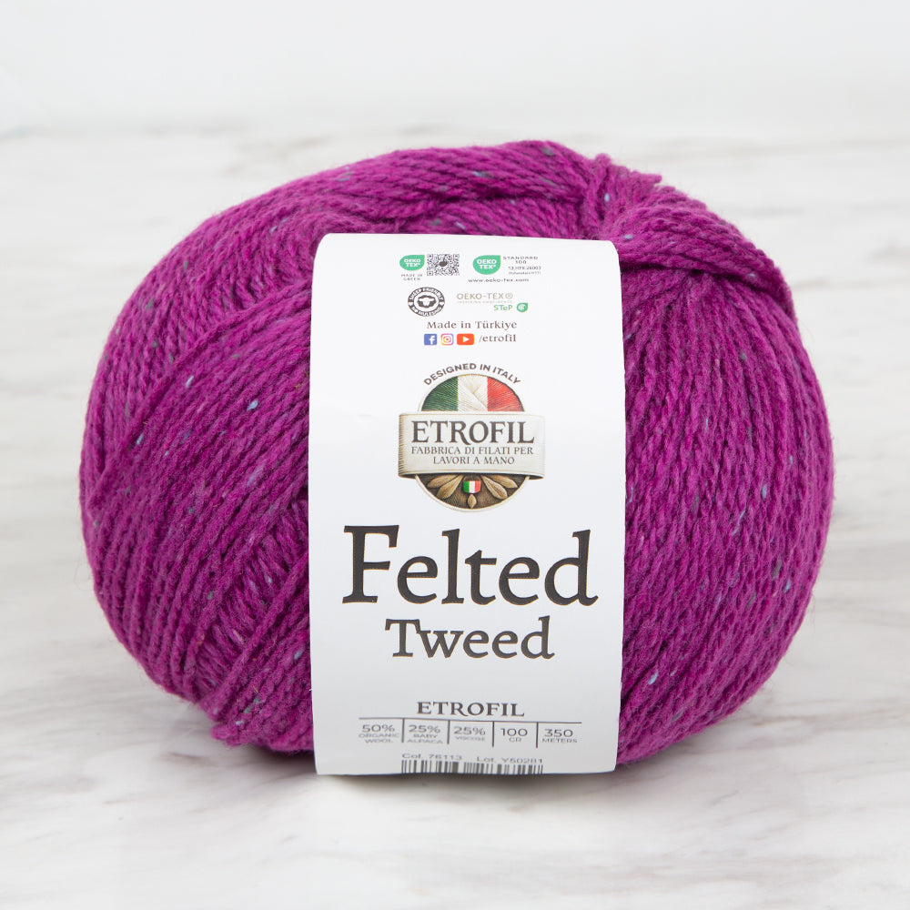 Etrofil Felted Tweed Hand Knitting Yarn , Purple - 76113