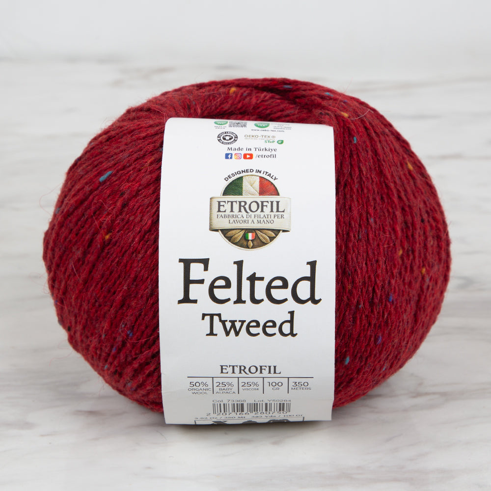 Etrofil Felted Tweed Hand Knitting Yarn , Red - 73368