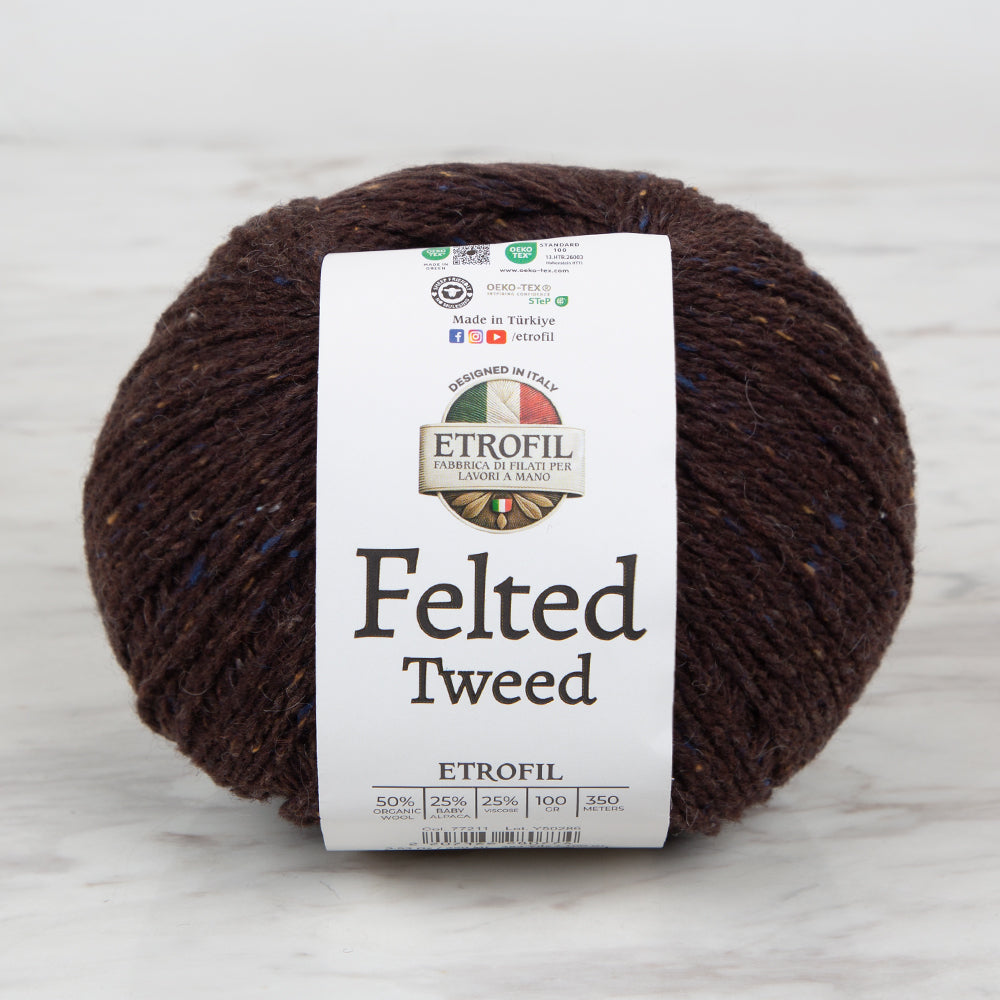 Etrofil Felted Tweed Hand Knitting Yarn , Brown - 77211