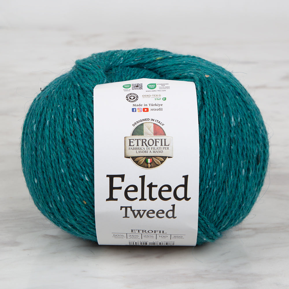 Etrofil Felted Tweed Hand Knitting Yarn , Green- 74356