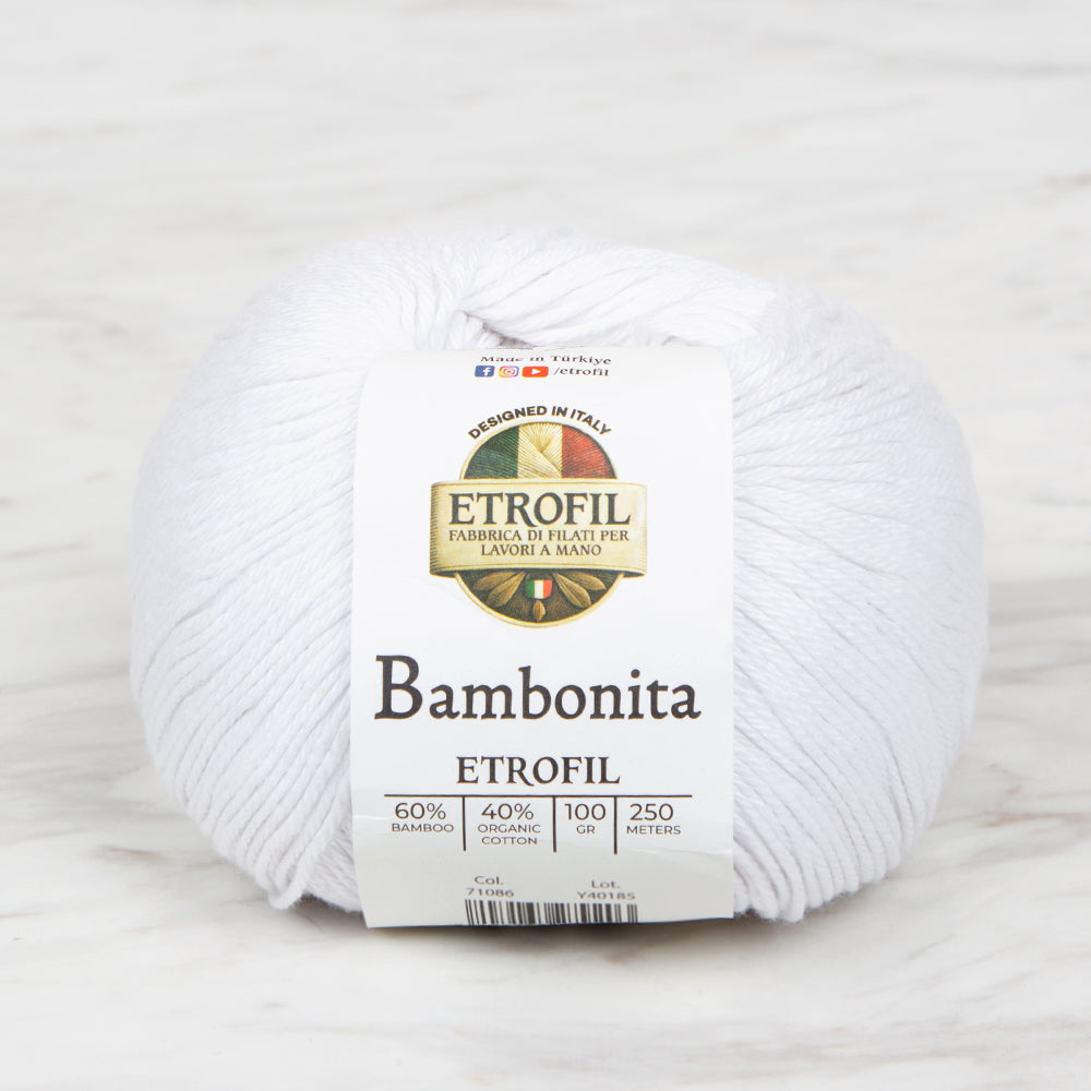 Etrofil Bambonita Hand Knitting Yarn ,White 71086
