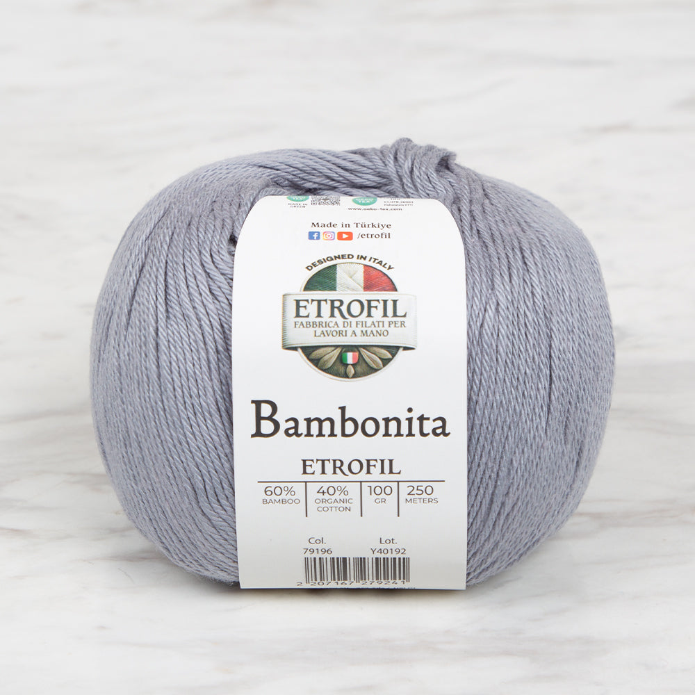 Etrofil Bambonita Hand Knitting Yarn ,Grey 79196