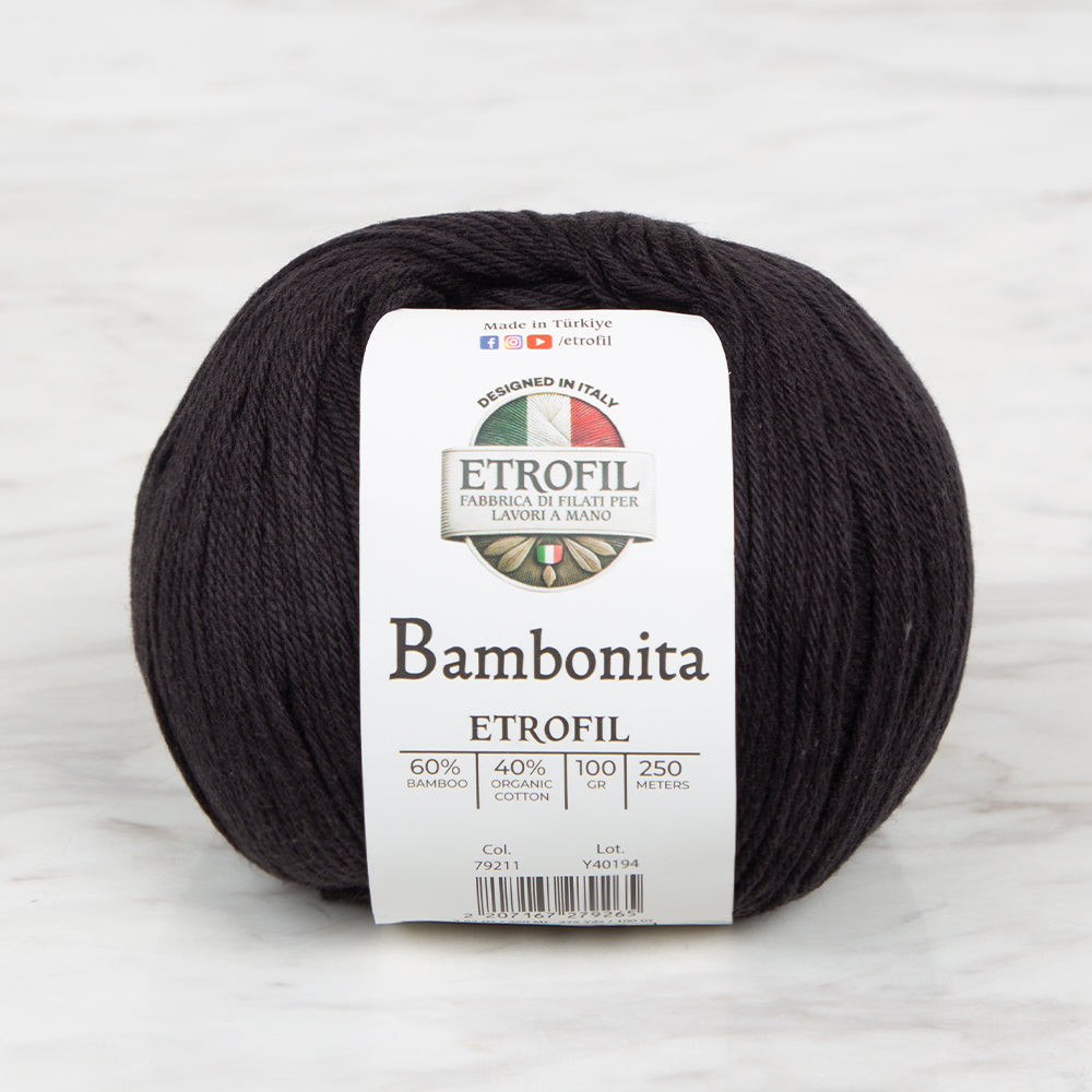 Etrofil Bambonita Hand Knitting Yarn ,Black 79211