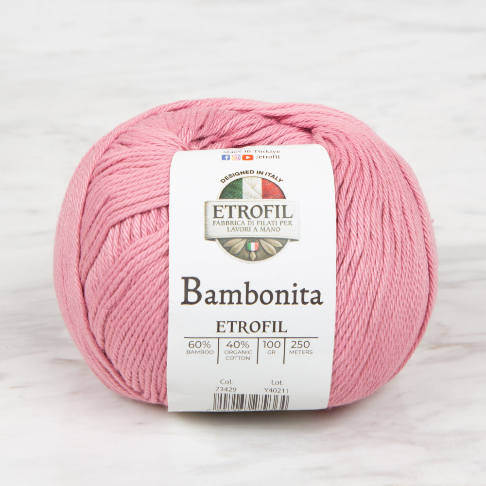 Etrofil Bambonita Hand Knitting Yarn ,Pink 73429