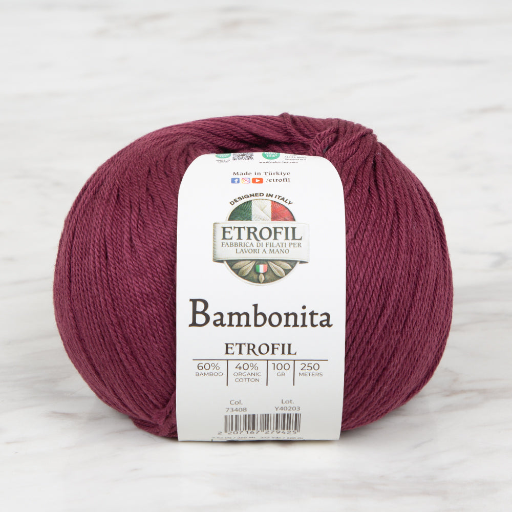 Etrofil Bambonita Hand Knitting Yarn ,Maroon 73408