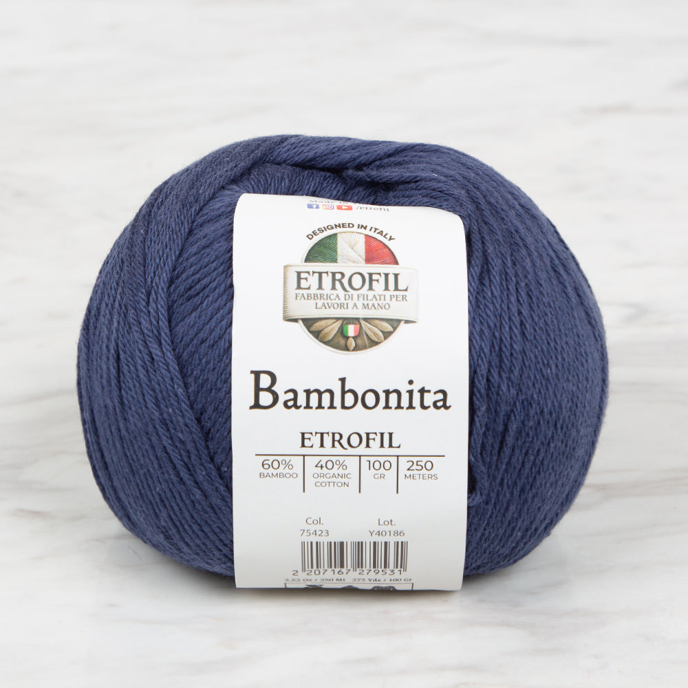 Etrofil Bambonita Hand Knitting Yarn ,Navy blue 75423