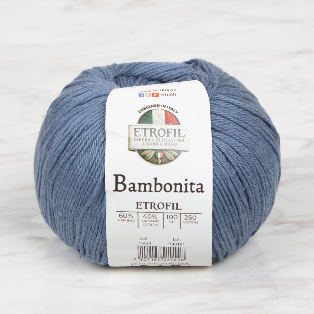 Etrofil Bambonita Hand Knitting Yarn ,Blue 75424