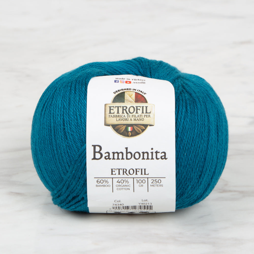 Etrofil Bambonita Hand Knitting Yarn ,Petrol blue 74340