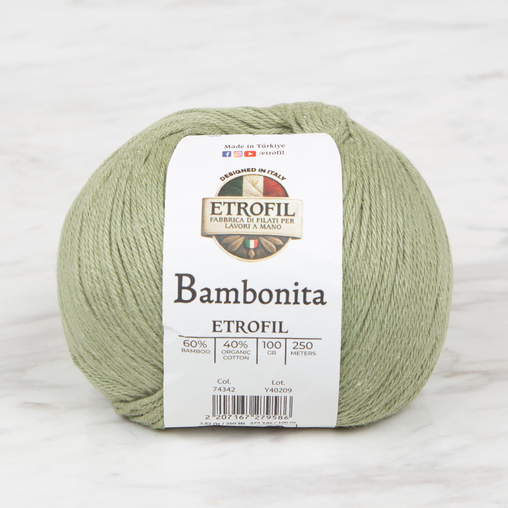 Etrofil Bambonita Hand Knitting Yarn ,Green 74342
