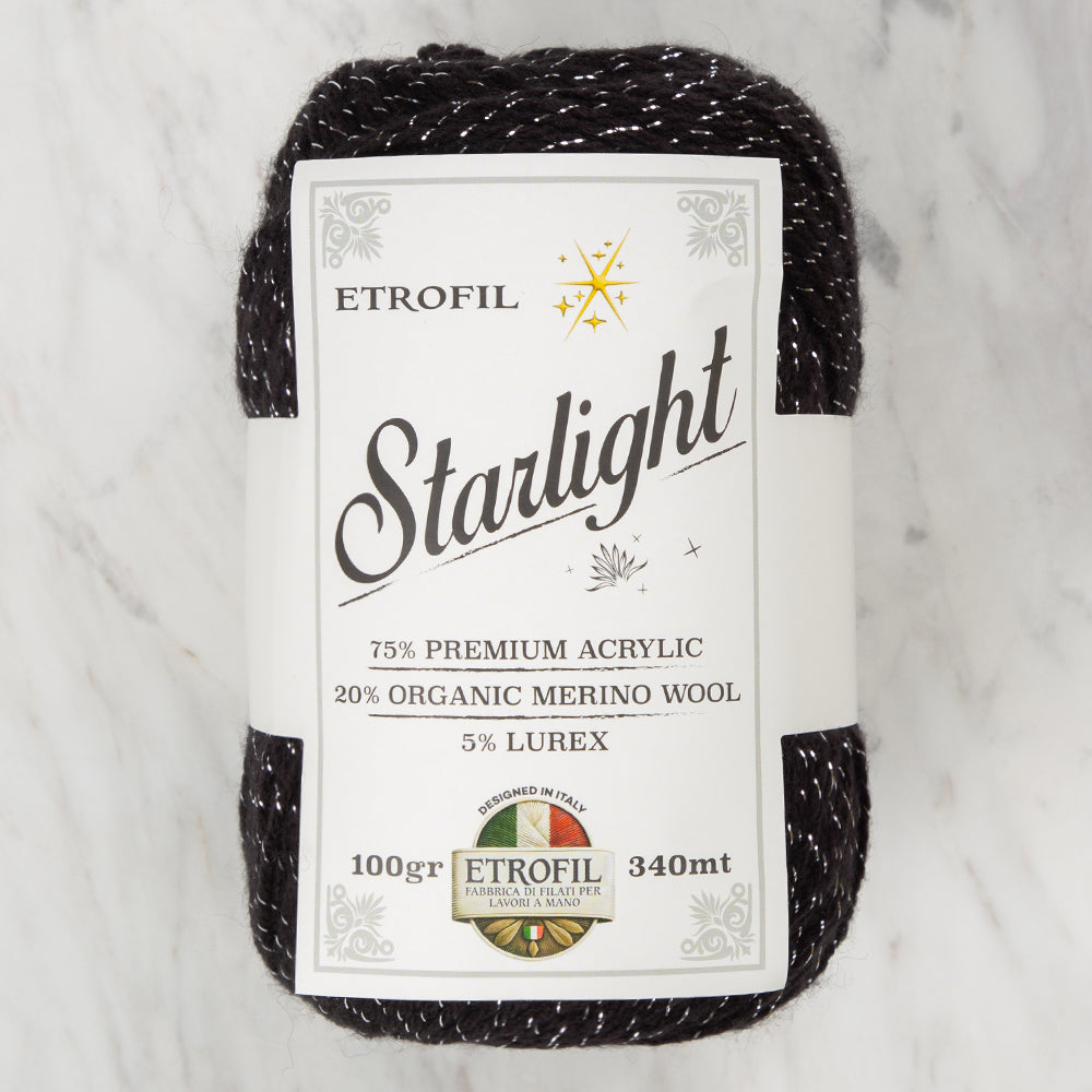 Etrofil Starlight Hand Knitting Yarn , Black - 70978
