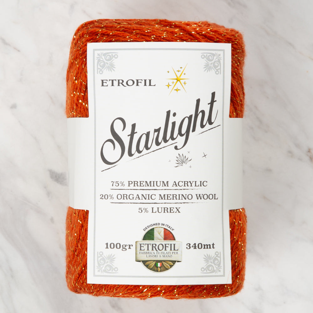 Etrofil Starlight Hand Knitting Yarn ,Orange 72006