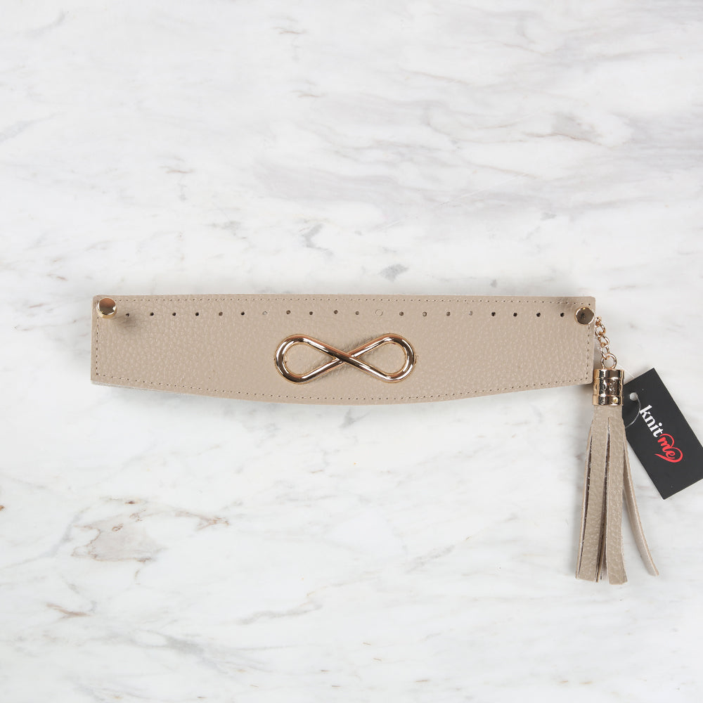 Knitme Stitched Buckle Bag Mouth 25x6 cm Beige BA-0070