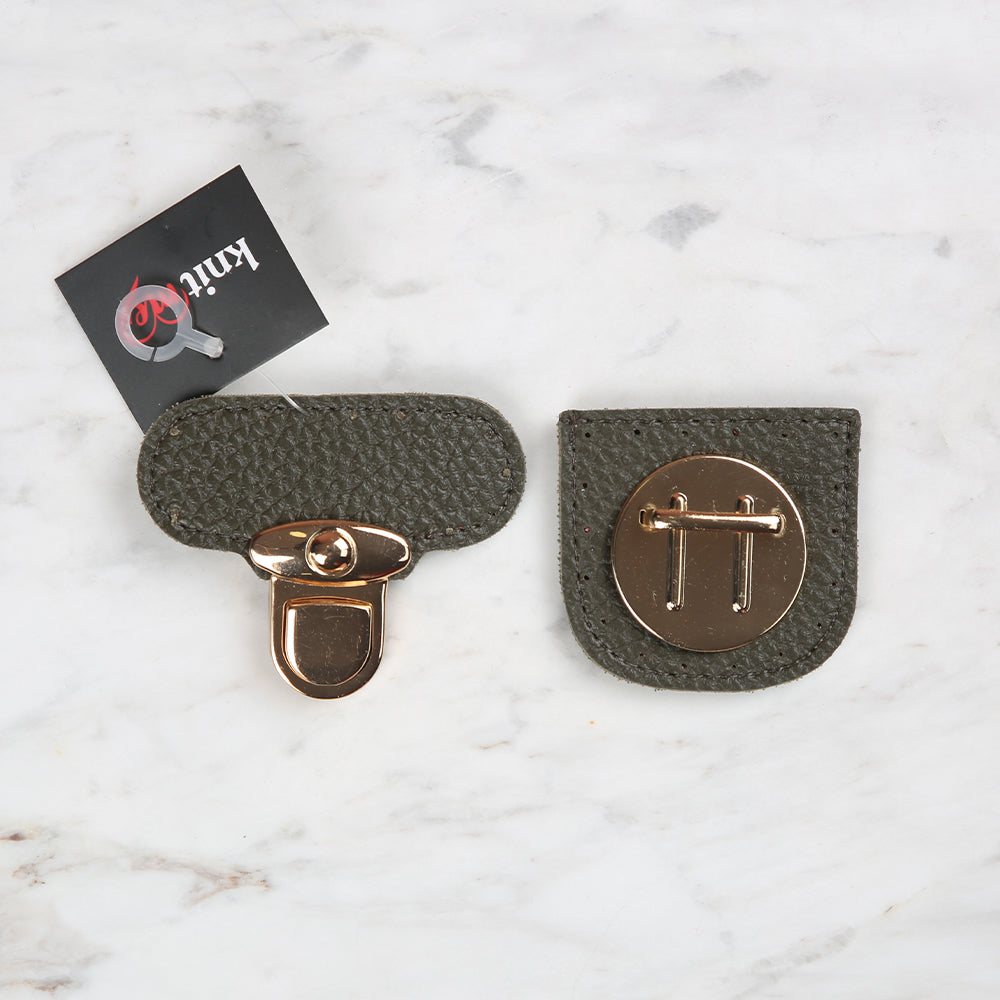 Knitme Stitched Lock 6x6 cm Khaki BA-0067